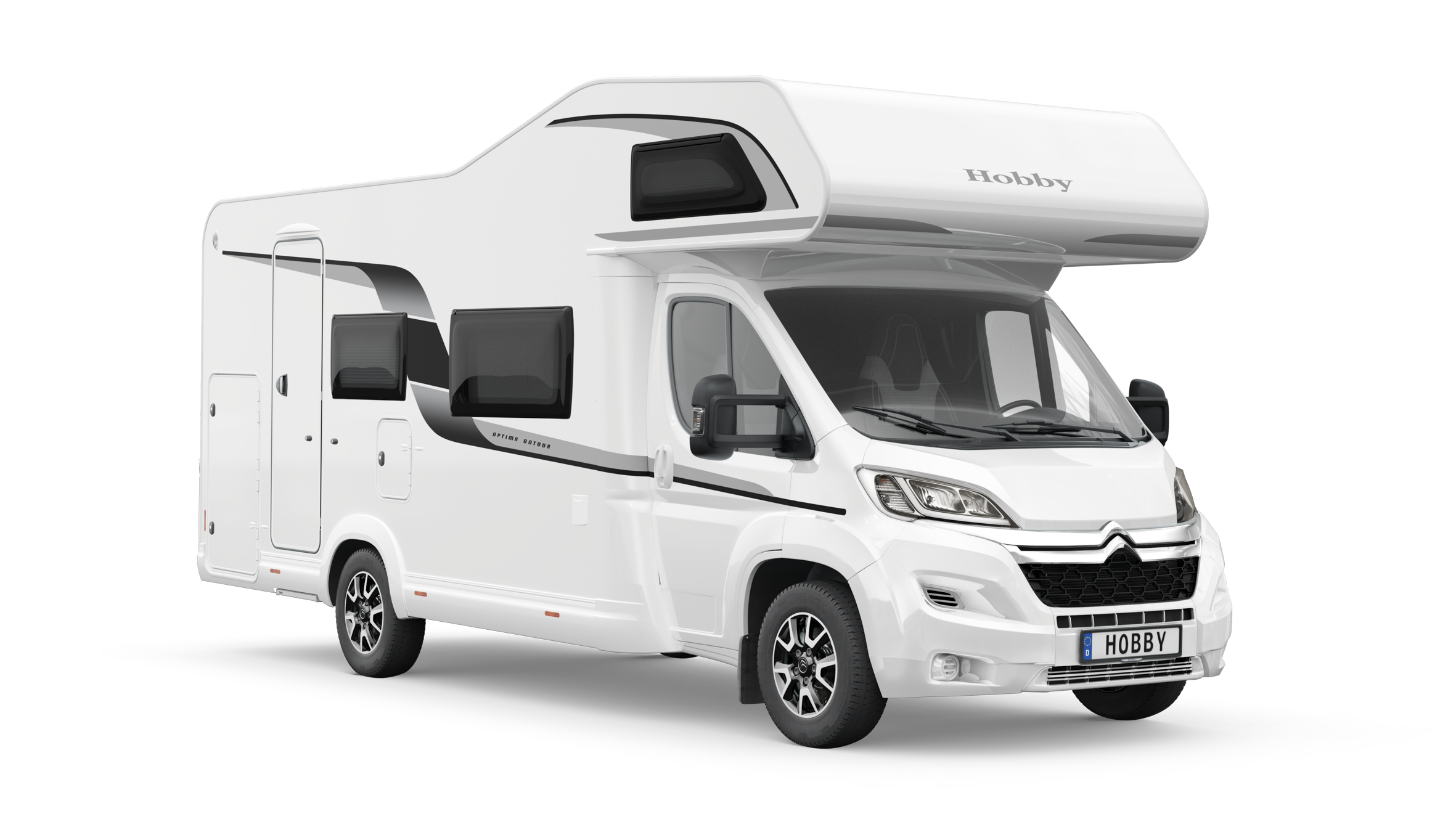 Das wei�e TC-Family Wohnmobil vor einen wei�en Hintergrund